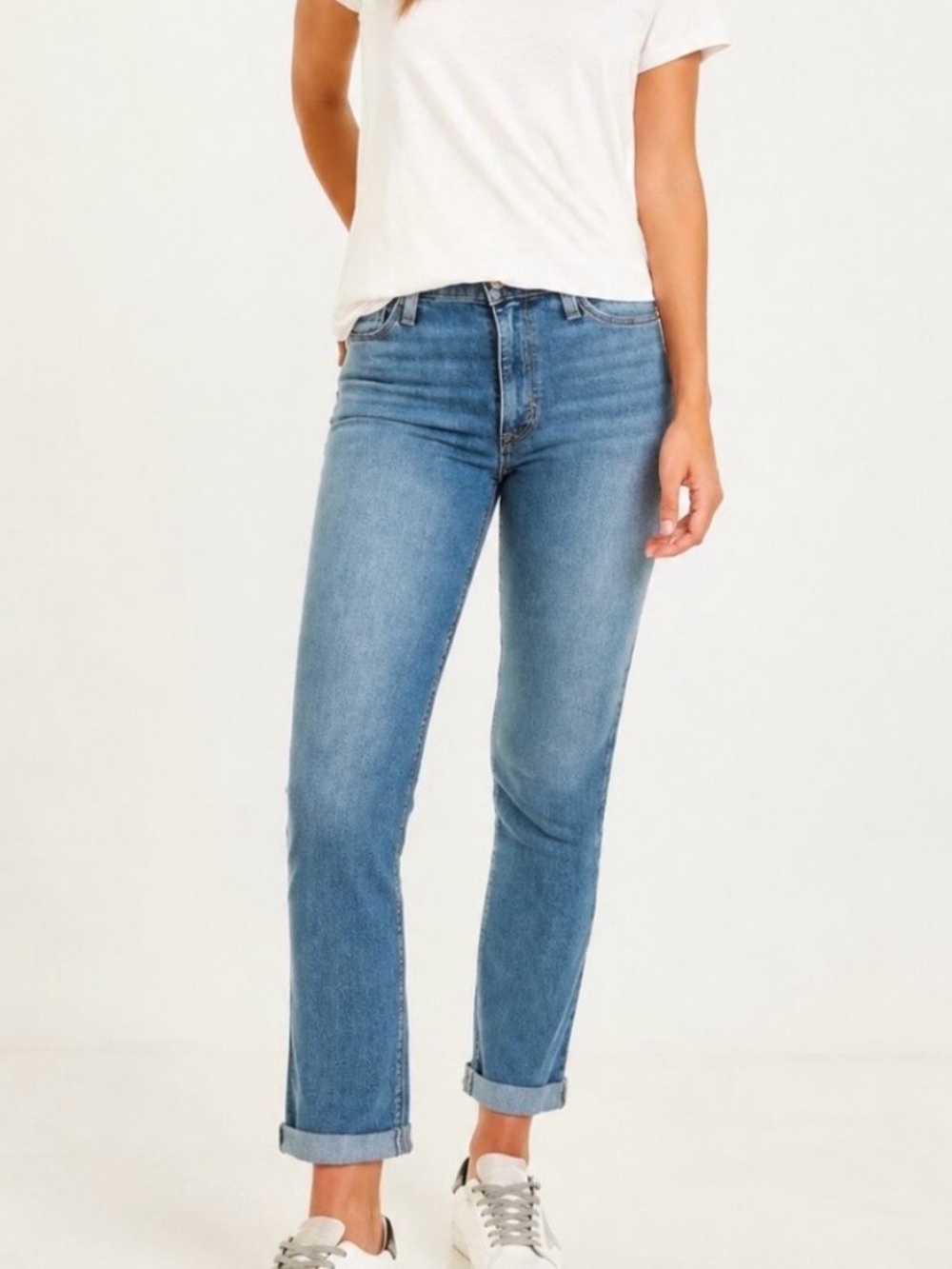 Hudson Blair high rise straight crop jeans Size 28 Light wash Cuffed Ankle jeans